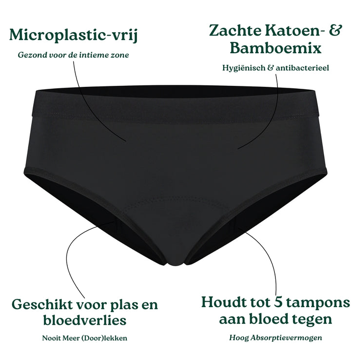 Hera | Menstruatie Ondergoed | Incontinentie Ondergoed | High Waist | Bamboe